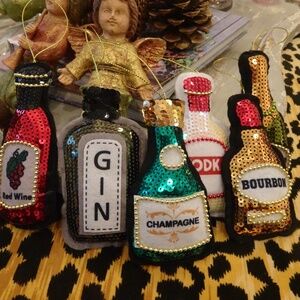 Sequin Liquor Bottle Christmas Holiday Ornaments - Wondershop Complete Set of 6